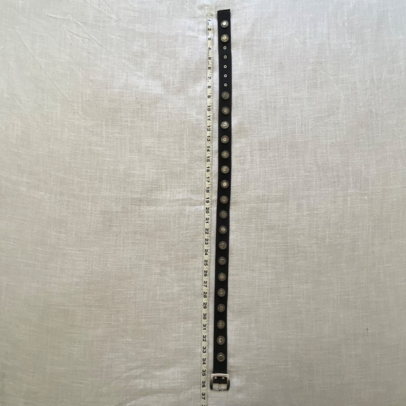 •Vintage Calvin Klein Black Canvas  Belt Silver Metallic Studded Brand Name - Picture 3 of 10